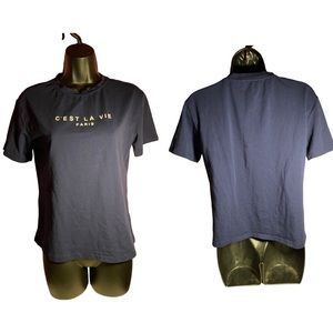 SHEIN Woman C’est La Vie Paris Short Sleeve TShirt